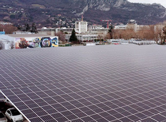 STMicroelectronics  Grenoble inaugure son premier parking à ombrières photovoltaïques en  France avec Reservoir Sun et  Gaz Electricité de Grenoble