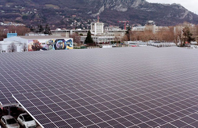 STMicroelectronics  Grenoble inaugure son premier parking à ombrières photovoltaïques en  France avec Reservoir Sun et  Gaz Electricité de Grenoble