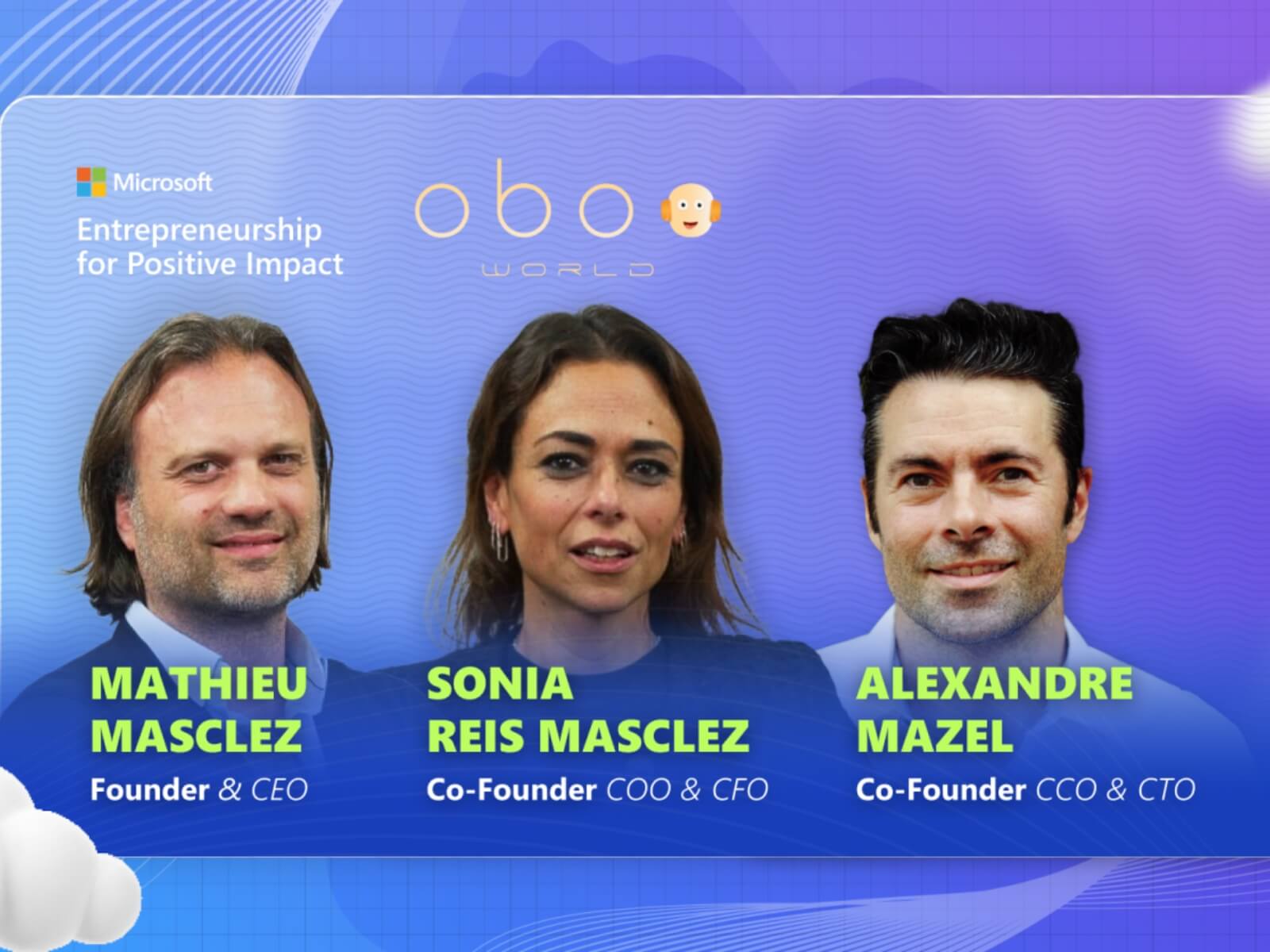 obo-world rejoint le programme Microsoft's Entrepreneurship for Positive Impact