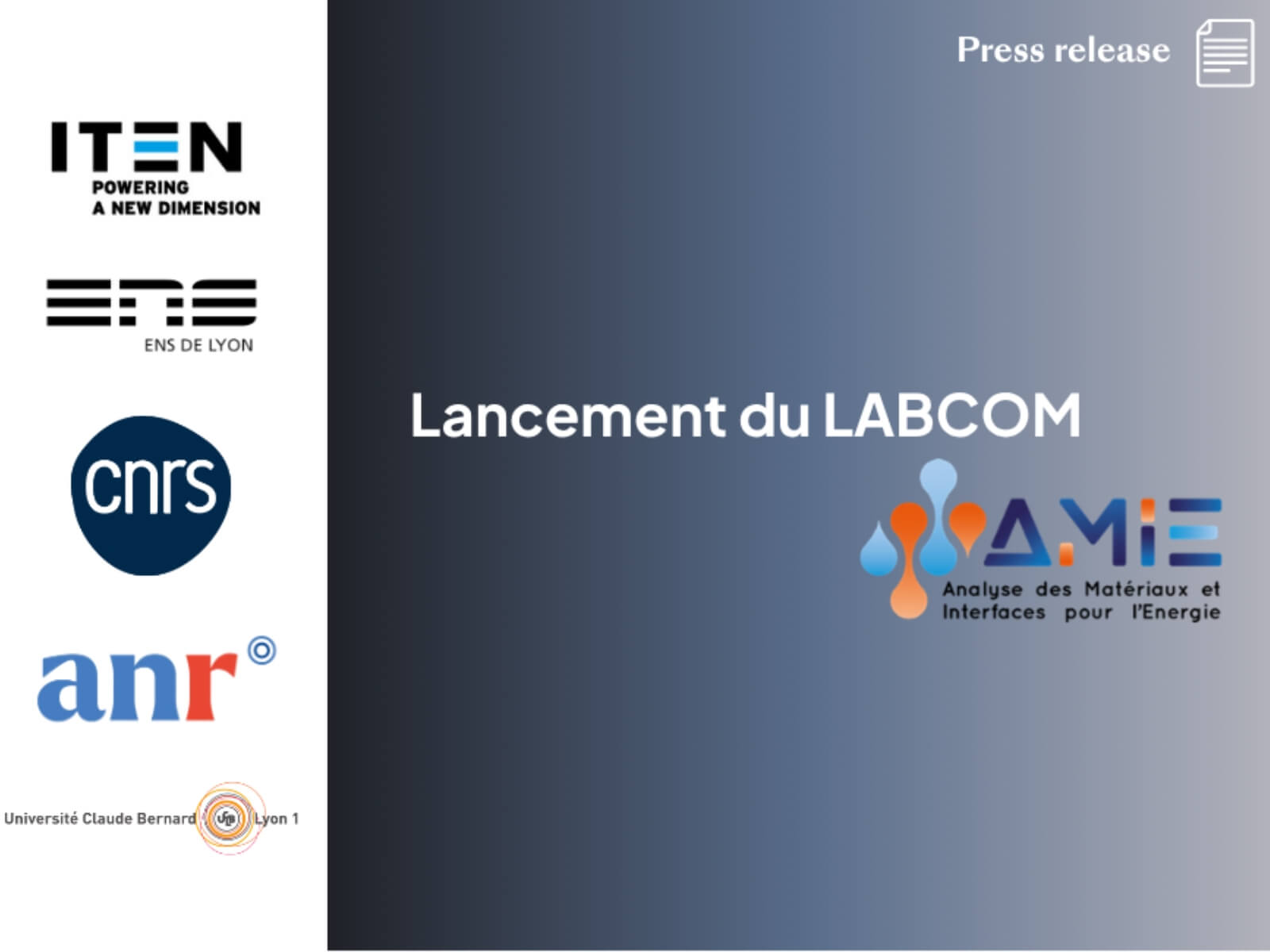 Collaboration ITEN / CNRS / ENS / ANR - Lancement du LABCOM AMIE