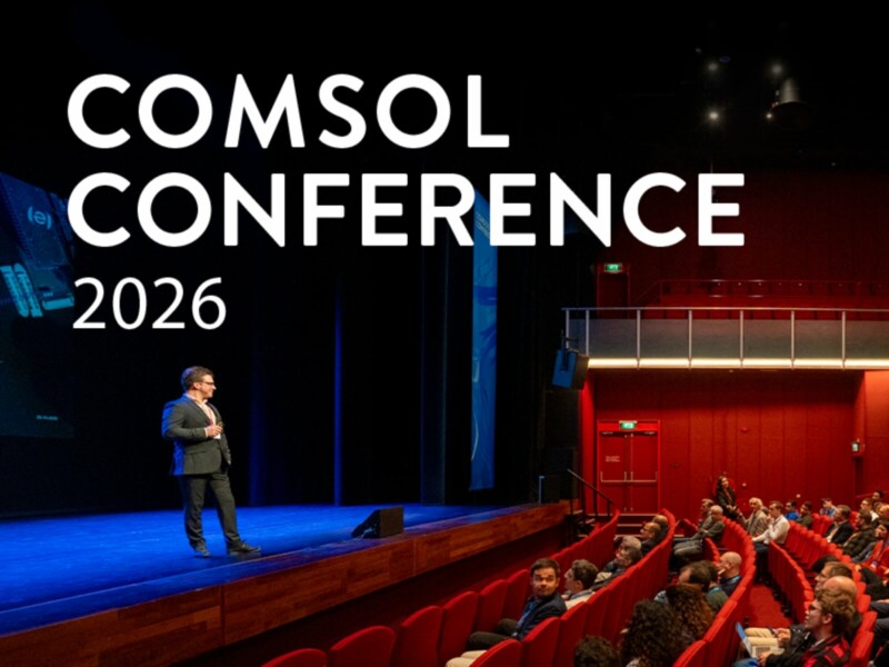 Annonce du programme de la Conférence COMSOL 2026, avec des étapes au Royaume-Uni, aux États-Unis, au Japon et en Inde